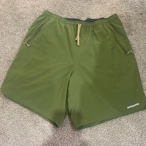 Green Patagonia athletic shorts